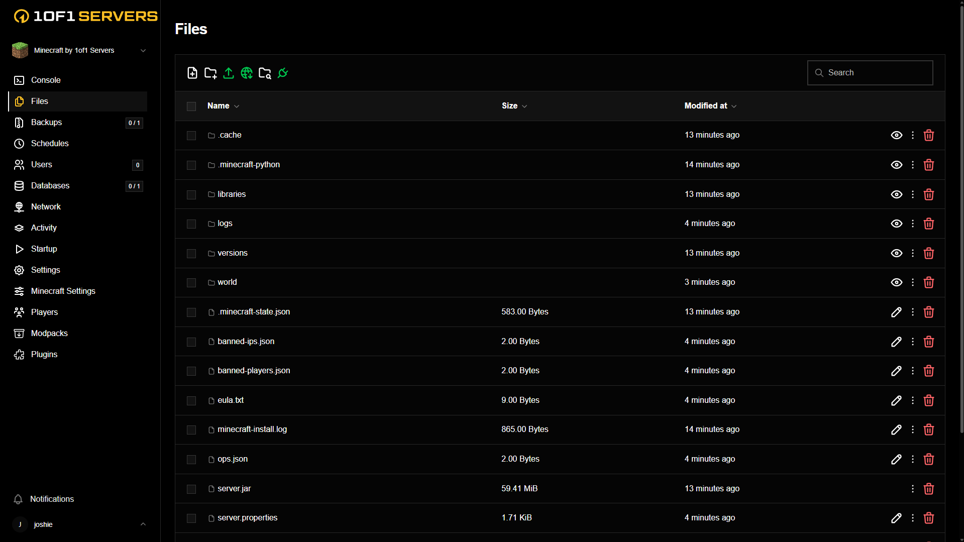 File Access in the control panel on desktop