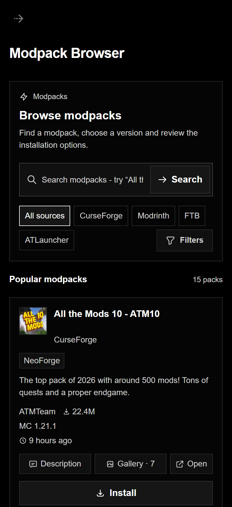 Modding Support in the control panel on mobile